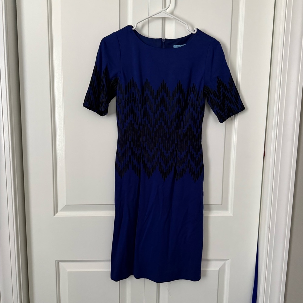 ANTONIO MELANI Blue and Black Midi Dress